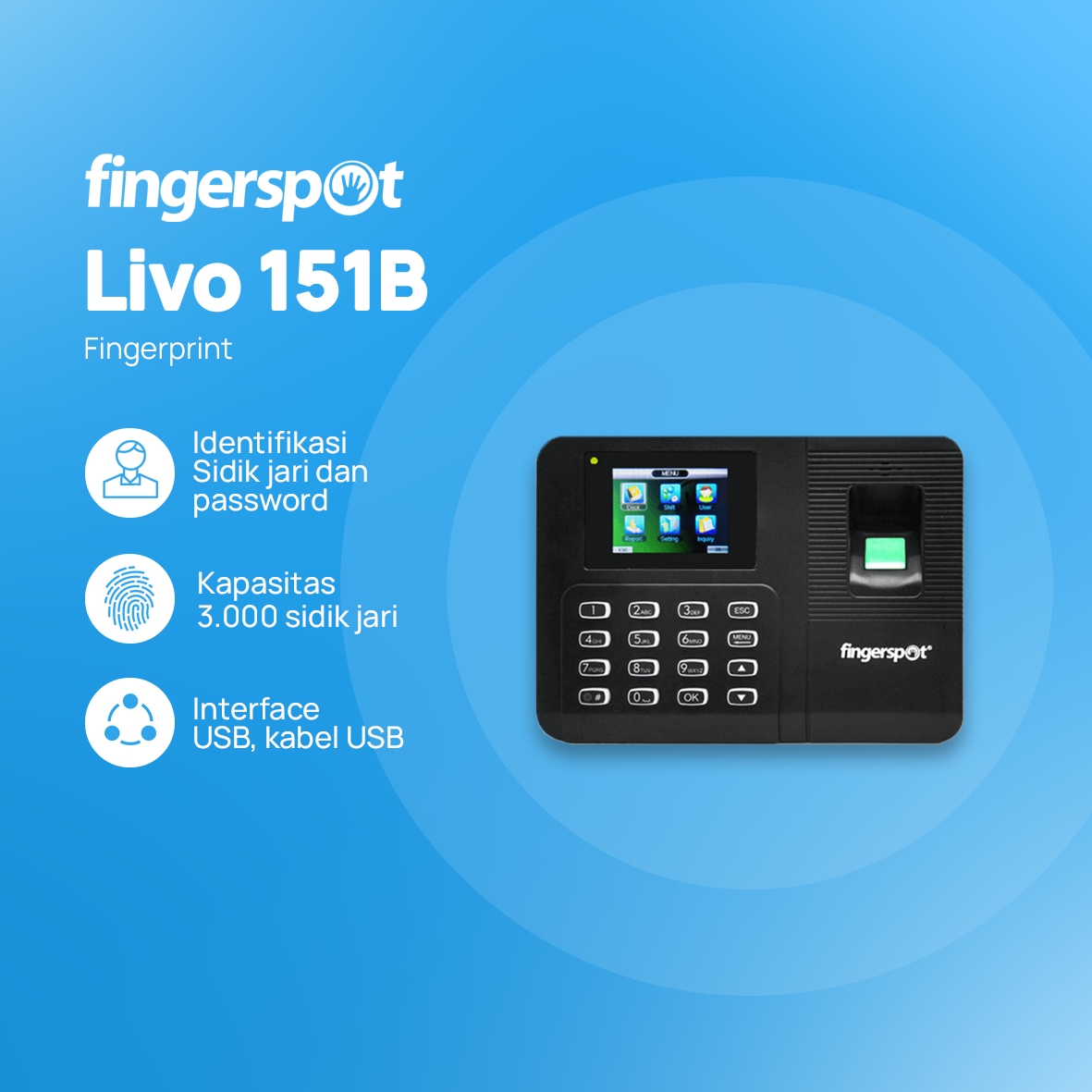Fingerspot Personnel Livo 161B (USB Flashdisk + Battery)
