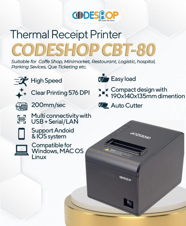 Printer kasir Codeshop CBT-80 USB Bluetooth Termurah