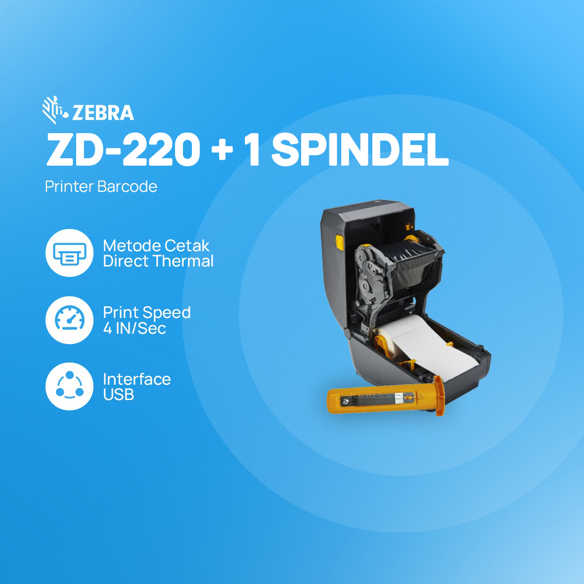 Printer Barcode Zebra ZD220 + 1 Spindel