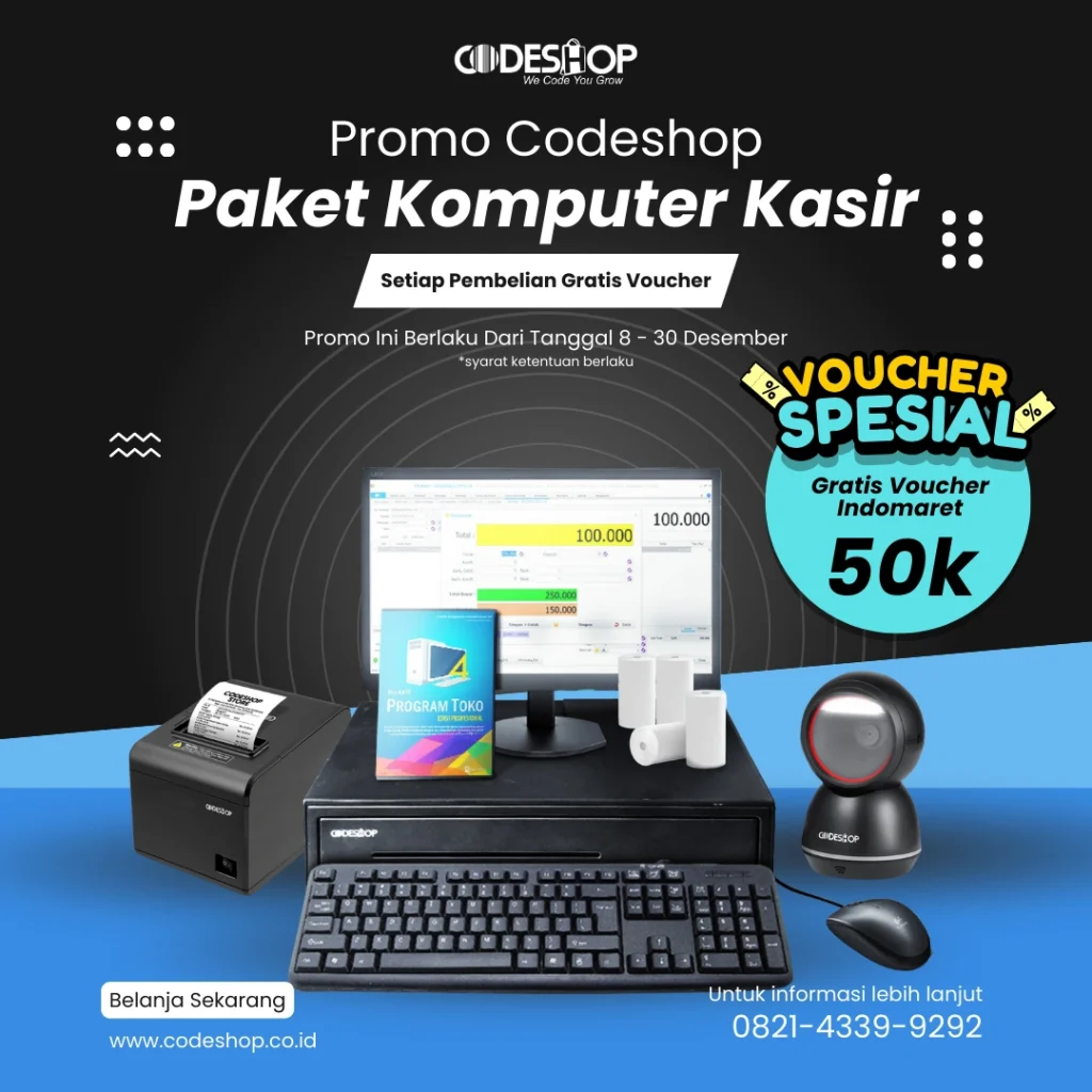 Promo Paket Kasir Bundling Codeshop, Dapatkan Voucher Indomaret Rp50.000!