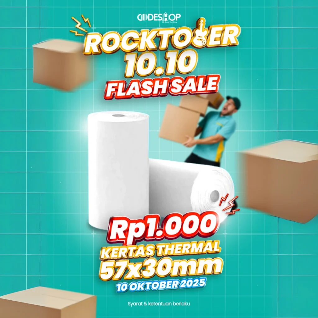 Rocktober Fest Flash Sale Codeshop – Kertas Thermal Cuma Rp1.000!